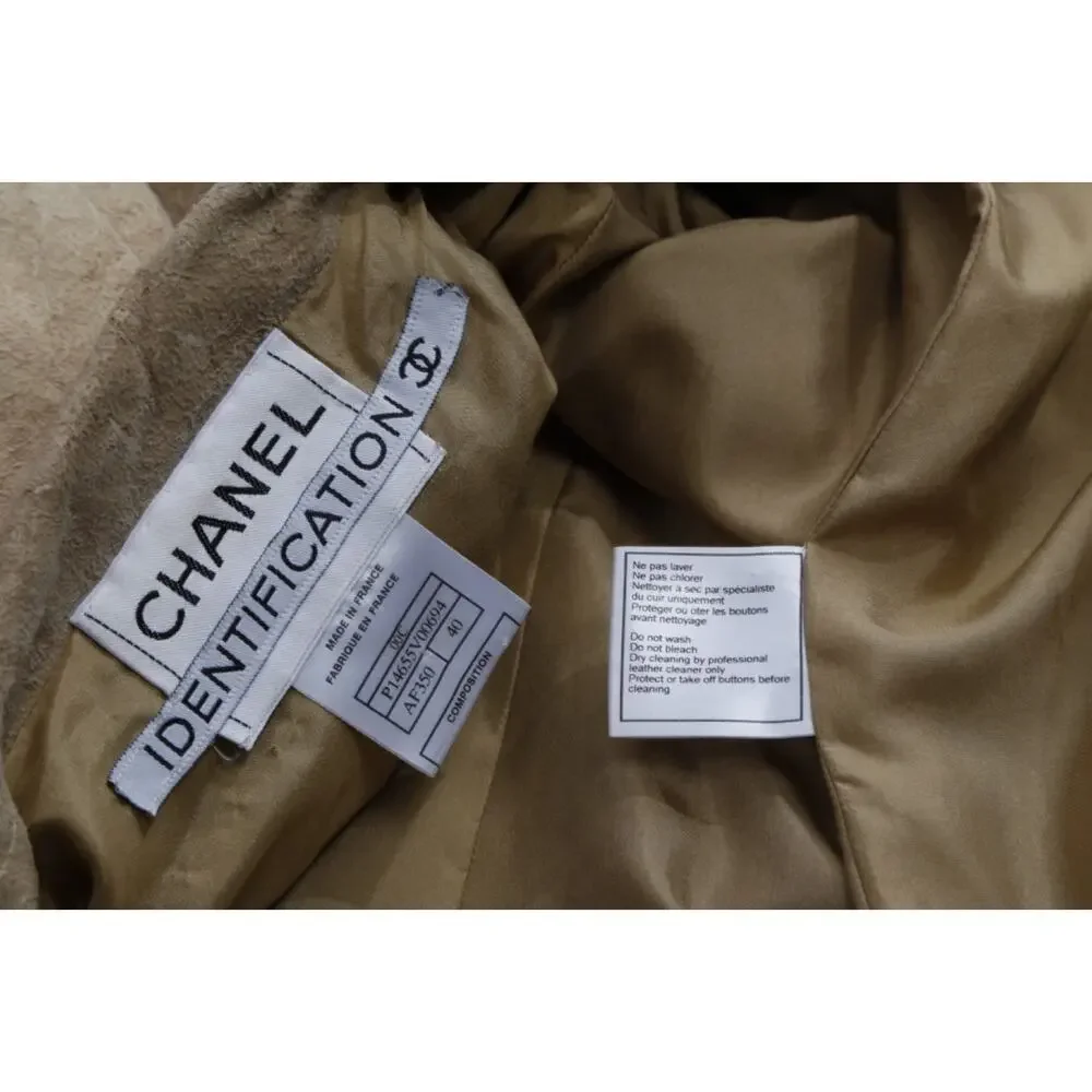 CHANEL Identification 00C Vintage Suede Leather Double Breasted Blazer Jacket 40